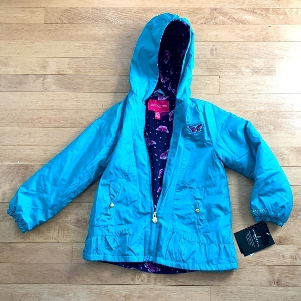 NWT Girls’ London Fog hooded coat/jacket.  Size L/6X.​​​​​​​​​​